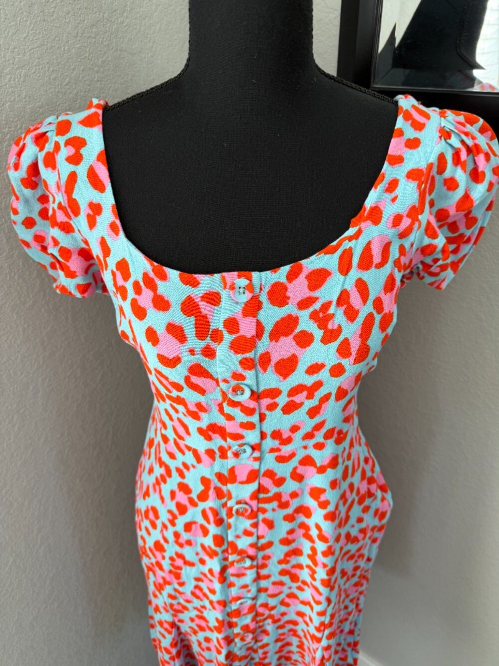 DVF DIANE VON FURSTENBERG Elena Blue Leopard Midi Dress 8 - Picture 7 of 12